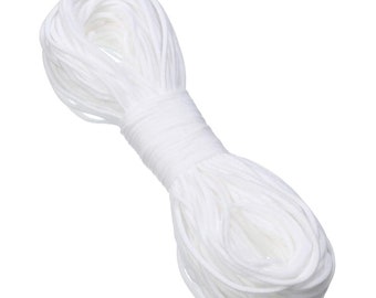 Blanc 1/8"rond élastique garniture élastique élastique corde à l’élastique cheveux extensibles cravate vêtement élastique coudre bricolage bijoux perles artisanat