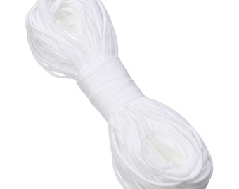 White 1/8" round elastic trim elastic bungee stretch rope hair tie elastic garment sewing DIY jewelry bead craft