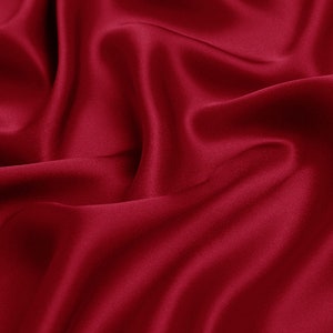 Tango Red Pure Real Silk Fabric Charmeuse Crepe Satin Fabrics for Sewing Clothing Width 44 inch 16 Momme image 3