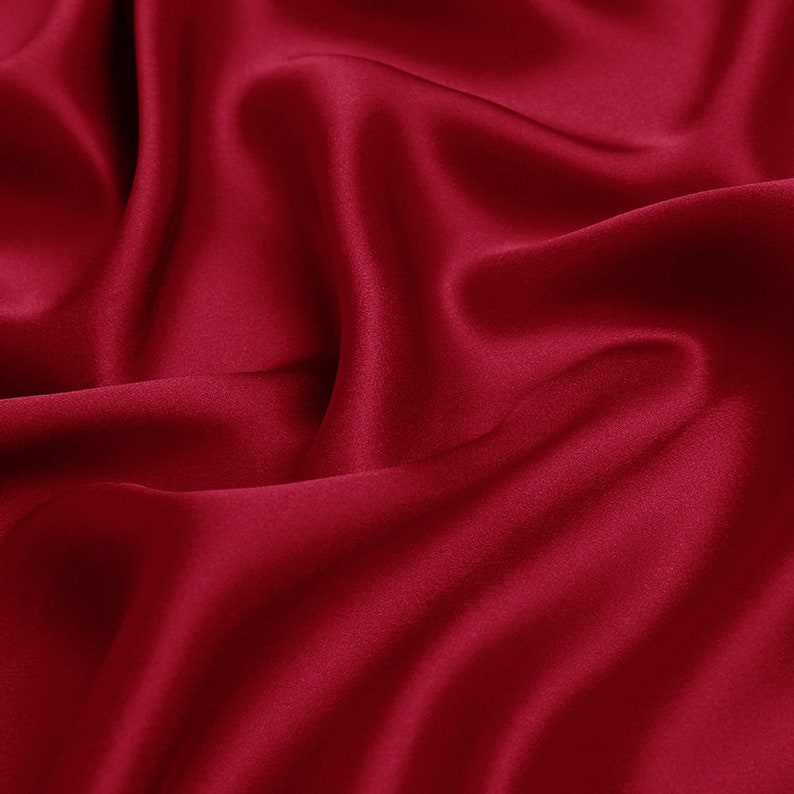 Tango Red Pure Real Silk Fabric Charmeuse Crepe Satin Fabrics for Sewing Clothing Width 44 inch 16 Momme image 3
