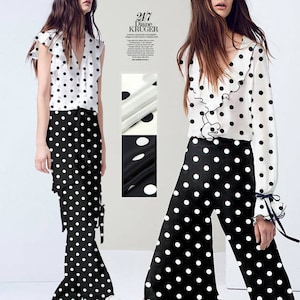Polka Dot Print 100% Pure Silk Crepe de Chine Fabric Width 44 inch