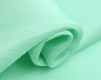 Aquamarine color Silk Linen Blend Fabric Solid Fabrics for Sewing Width 44 inch 30 Momme