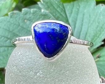 Lapis Lazuli Stacker Ring, Sterling Silver, choose your size