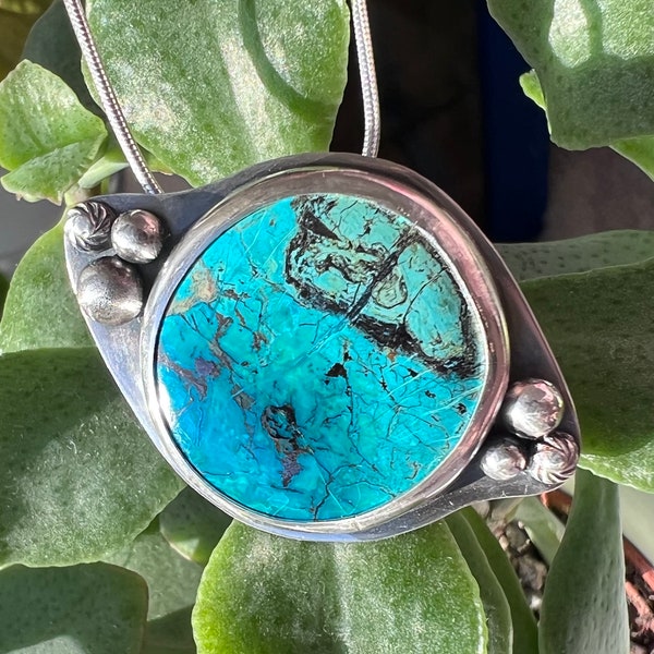 Chrysocolla, Sterling Silver, Pendant, Necklace, Silver Jewellery, Silver Necklace