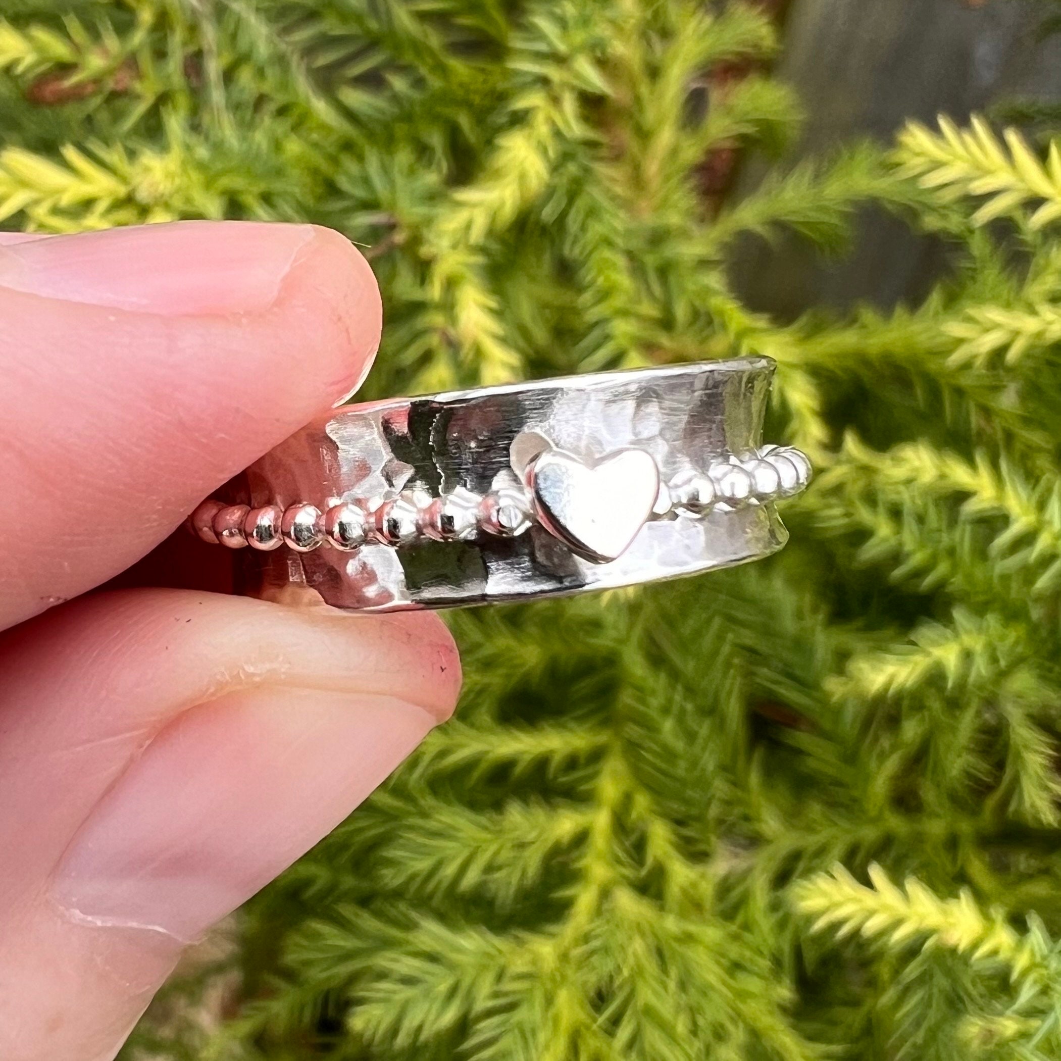 Sterling Silver Spinner Ring Heart Personalised Made To Order