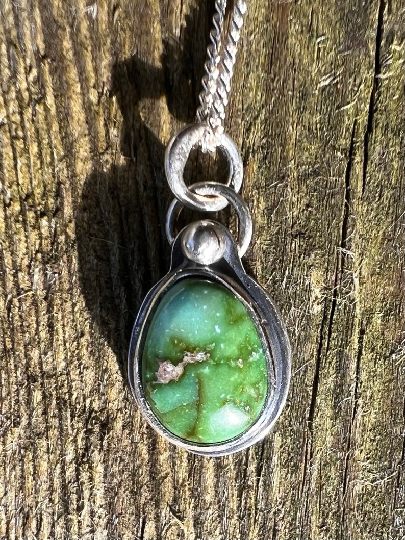 Sonoran Lime Turquoise Sterling Silver Pendant Necklace image 4