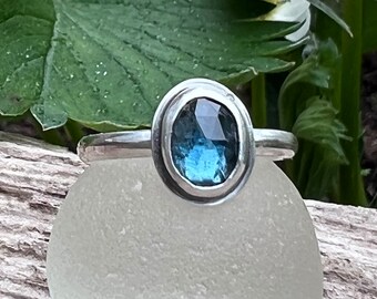 Indigo Moss Kyanite Ring, Sterling Silver, Silver Jewellery, Silver Ring, Various Sizes