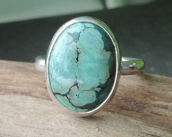 Hubei Turquoise Ring, UK size N US size 7, Sterling Silver, Turquoise Ring, Silver Ring, Silver Jewellery,