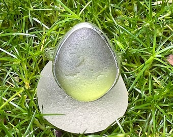 Sea Glass Ring, Sterling Silver,  size UK N US 7, Sea Glass Jewellery, Sea Glass, Silver Jewellery