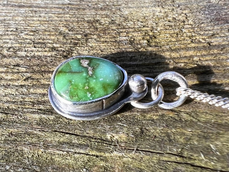 Sonoran Lime Turquoise Sterling Silver Pendant Necklace image 2