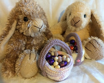 Loppy the Baby Lop Eared Bunny PDF knitting pattern Download - knitted flat - written in ENGLISH