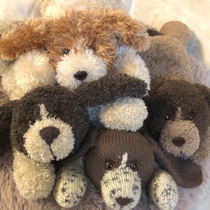 Sleepy Puppy pdf knitting pattern download - knitted flat - written in ENGLISH