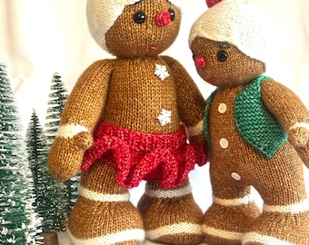 Gingerbread People PDF Knitting Pattern download - knitted flat - written in ENGLISH