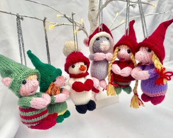 Christmas Tree Decorations PDF Knitting Pattern download - knitted flat - written in ENGLISH