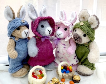 Elderberry Bunny PDF Knitting Pattern download - knitted flat - written in ENGLISH