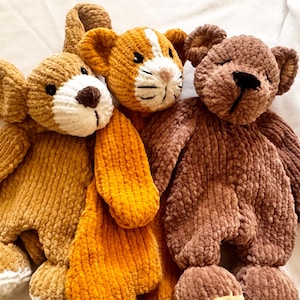 Love a Bear, Puppy and Kitty Comforter PDF Knitting Pattern download - knitted flat - written in ENGLISH