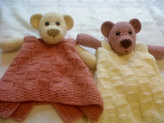 Bear Buddy Comfort Blankie Pdf Knitting Pattern Download Knitted Flat Written in ENGLISH Etsy Canada