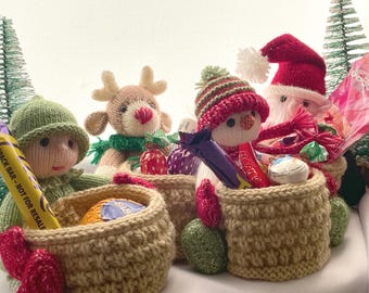 Christmas Gift Baskets - PDF Knitting Pattern download - knitted flat - written in ENGLISH