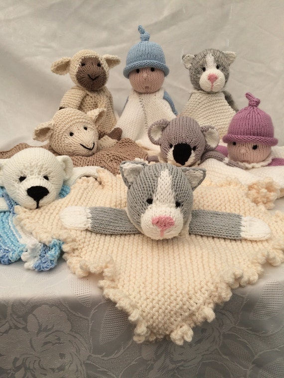 Knitted animal lovey blankets hotsell