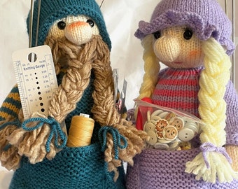 Mr and Mrs Gnome Tidy - PDF Knitting Pattern download - knitted flat - written in ENGLISH