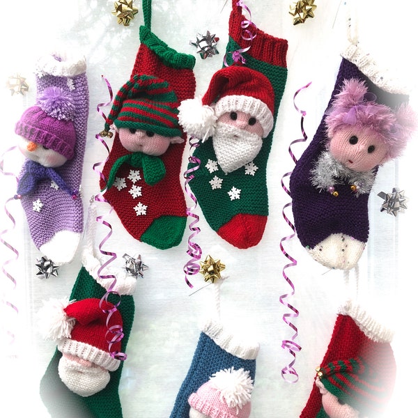 3D Christmas Stockings PDF knitting pattern Download - knitted flat - written in ENGLISH