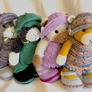 Puss Cat pdf knitting pattern download - knitted flat - written in ENGLISH