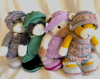 Puss Cat pdf knitting pattern download - knitted flat - written in ENGLISH
