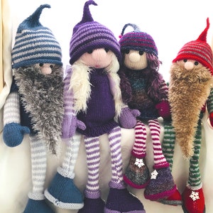 Gnorse and Gnilla the Gnomes pdf knitting pattern download - knitted flat - written in ENGLISH