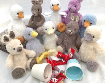 Dinky Duckling and Bo Bunny pdf Strickanleitung download - flach gestrickt - geschrieben in ENGLISCH