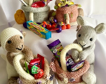 Easter Baskets - PDF Downloadable Knitting Pattern- knitted flat - Written in ENGLISH