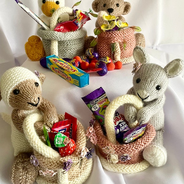 Easter Baskets - PDF Downloadable Knitting Pattern- knitted flat - Written in ENGLISH