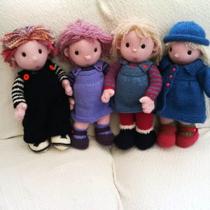 The Poppets Dolls PDF knitting pattern Download - knitted flat - written in ENGLISH