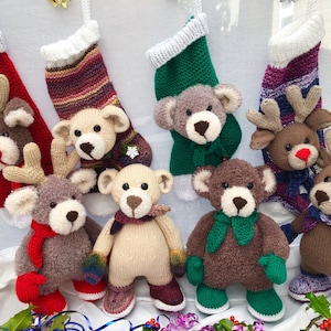 3D Christmas Stockings with matching Cuddly Toy pdf knitting pattern download - knitted flat - written in ENGLISH