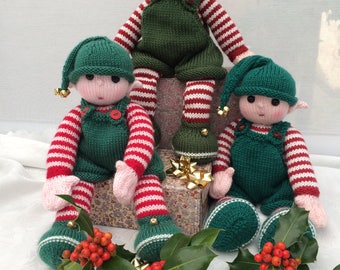 Jingle Jangle the Elf PDF knitting pattern download - knitted flat - written in ENGLISH