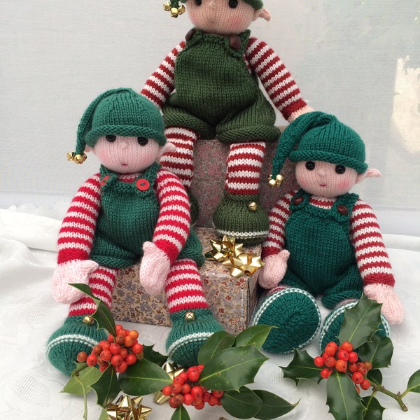 Jingle Jangle the Elf PDF knitting pattern download - knitted flat - written in ENGLISH
