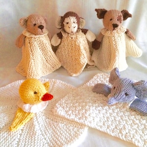 Mini Cuddly Blankies PDF knitting pattern Download - knitted flat - Written in ENGLISH