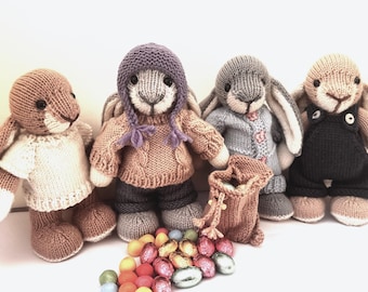 Bilberry Bunny PDF Knitting Pattern download - knitted flat - written in ENGLISH