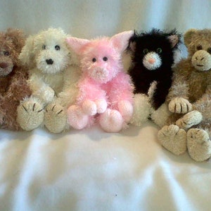 Furry Little Friends pdf knitting pattern download - knitted flat - written in ENGLISH