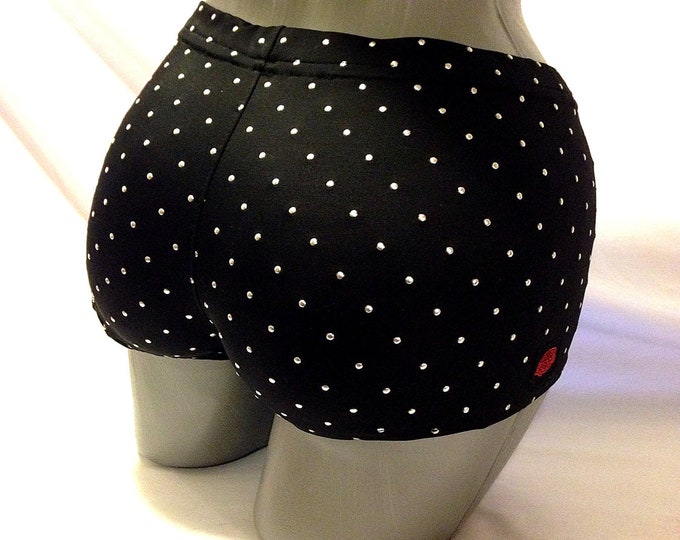 Roller Derby Booty Shorts Black With Metallic Silver Dots Etsy