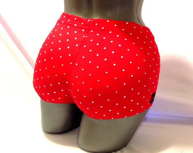Roller Derby Booty Shorts Red With Metallic Silver Dots XL Etsy