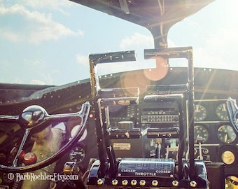WWII B-17 Cockpit - War Memorabilia - Vintage Military Images - 8x12 - Airplane - Sun Flare - Fpoe