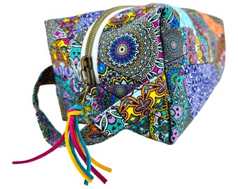 Mandala Large Boxy Ditty Bag - Handmade Gift - Fabric Bag - Retro Look - Travel Bag