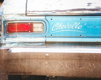 1966 Chevelle with Texture - Vintage Car - Vintage Wall Art - Retro - 8x12 -Bright Blue - Rust - Fine Art Photograph - Fpoe