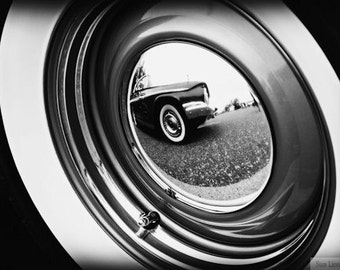 Vintage Car Tire, Black and White - Rustic Wall Art - Classic Car Art Prints - Retro Print - Vintage Car Photography - Garage Art - 8x10