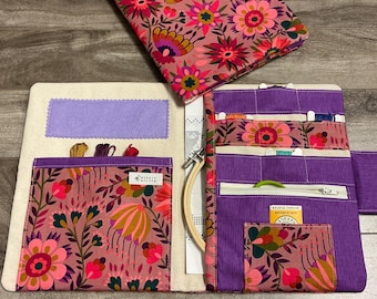Pasta para Projeto de Ponto Cruz Floral: Organizador de Bordados