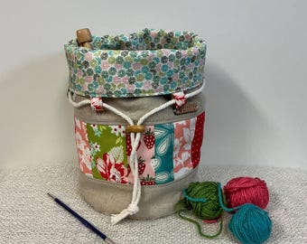 Drawstring bucket bag / medium size / patchwork bag