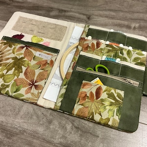 Cross stitch project folder / Autumn leaves / Embroidery case / Cross stitch organizer / Project organizer for English Paper Piecing