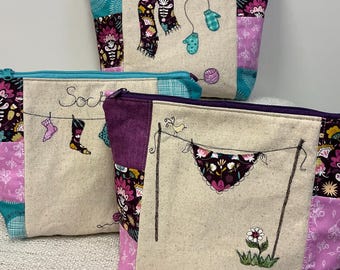 Bolsa personalizada com zíper para projetos: Bordado à mão livre, Tricô/Crochê