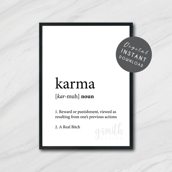 Karma Definition Print Karma Definition Decor Wall Art Etsy