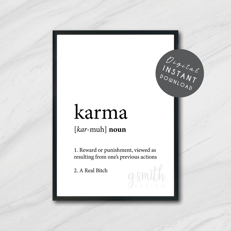 Karma Definition Print / Karma Definition Decor / Wall Art Etsy